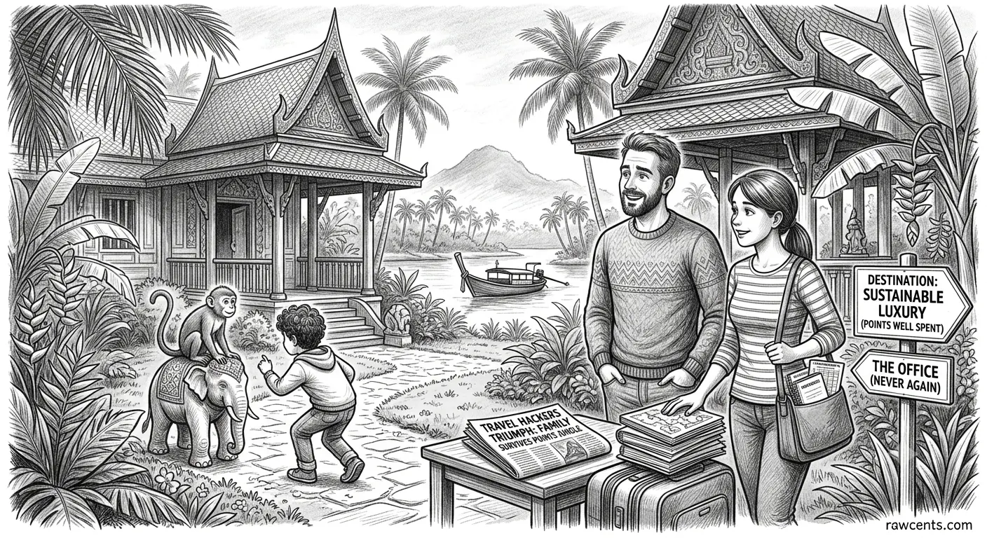 Family celebrating a successful travel rewards strategy after planning a Thailand vacation using transferable points.